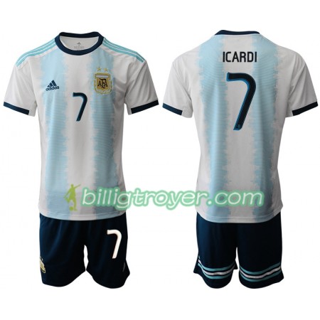 Billige Fotballdrakter Argentina ICARDI 7 Barn Hjemmedraktsett Copa América 2019 Kortermet